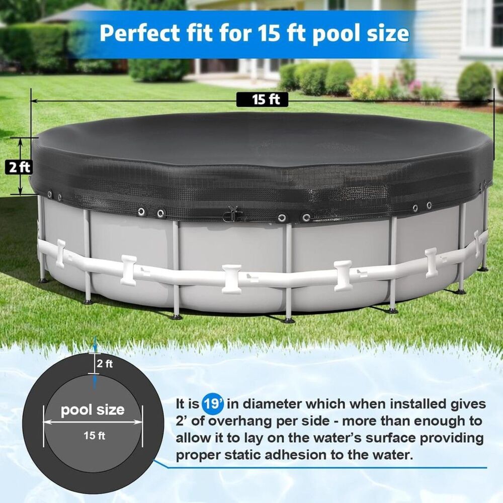 Brand New Abimars 15 FT Round Extra-Thick Winter Pool Cover – Black